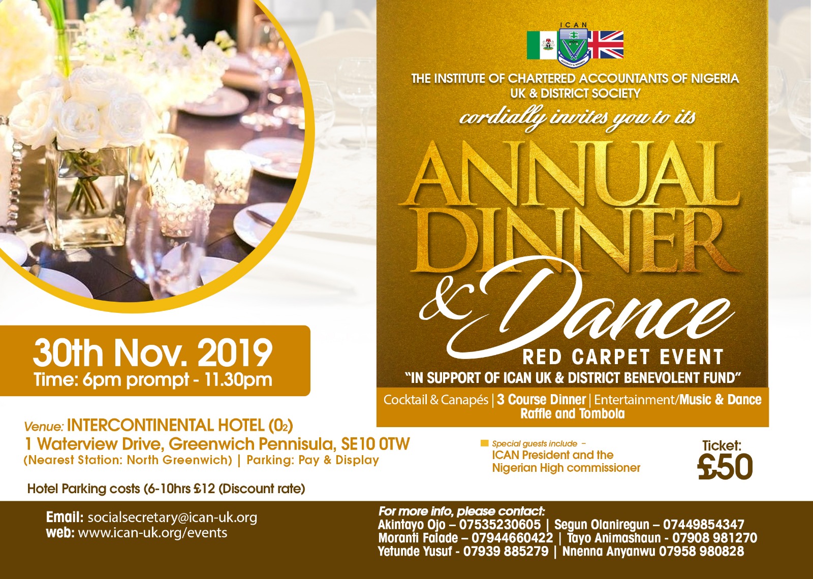 Annual Dinner & Dance [30/11/19; 6pm-11.30pm @ Intercontinental Hotel]